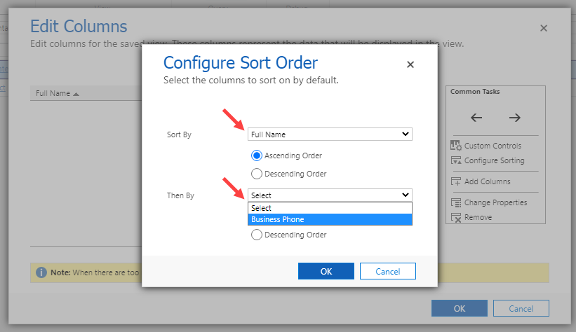 Configure sort order