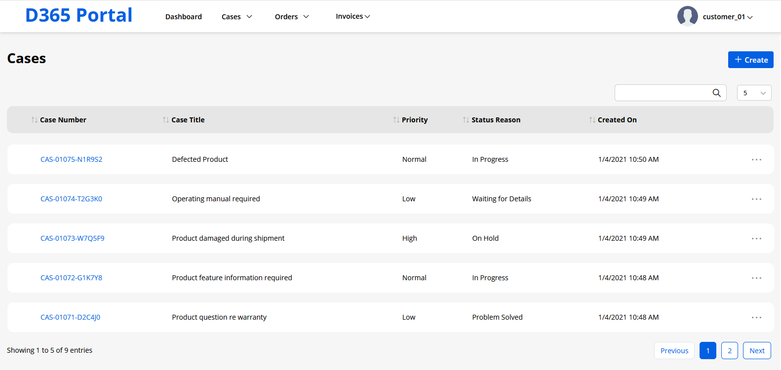 D365 portal Cases