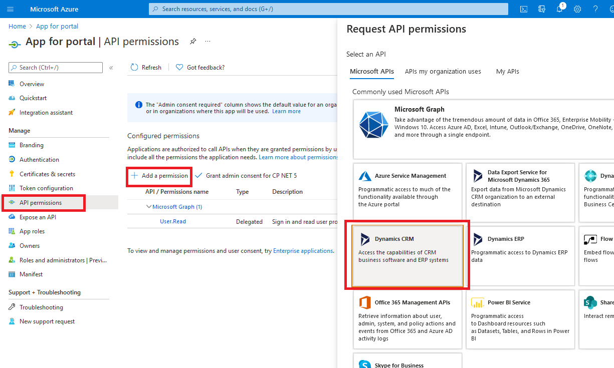 Dynamics 365 API permission