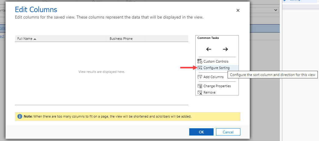 Select Configure Sorting