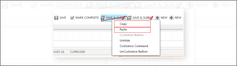 Save and Close button