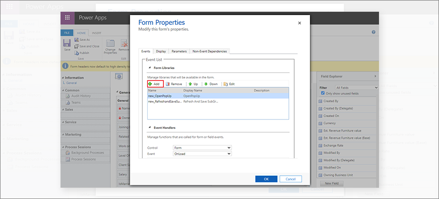 From Form Properties Dialog Box