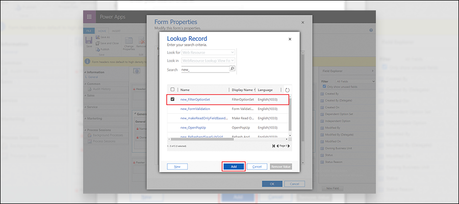 LookUp Record Dialog Box select Appropriate Web