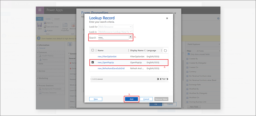 LookUp Record Dialog Box