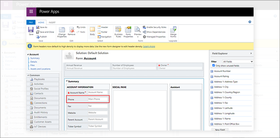 Phone fields properties