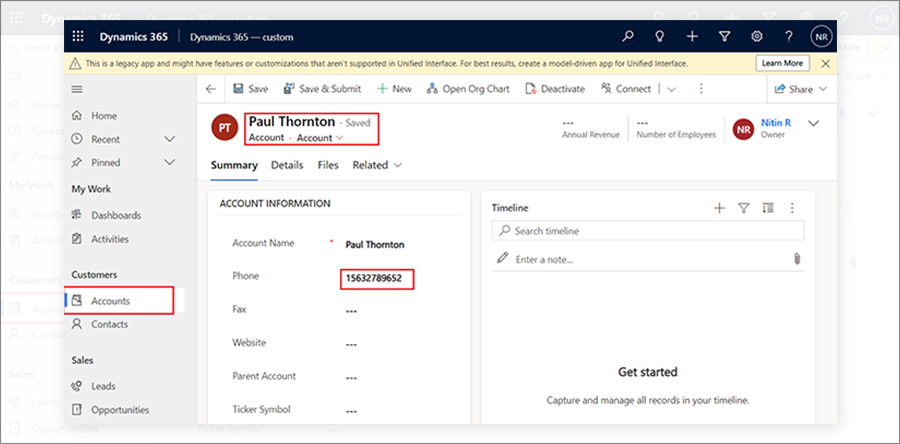 phone number field that is formatted